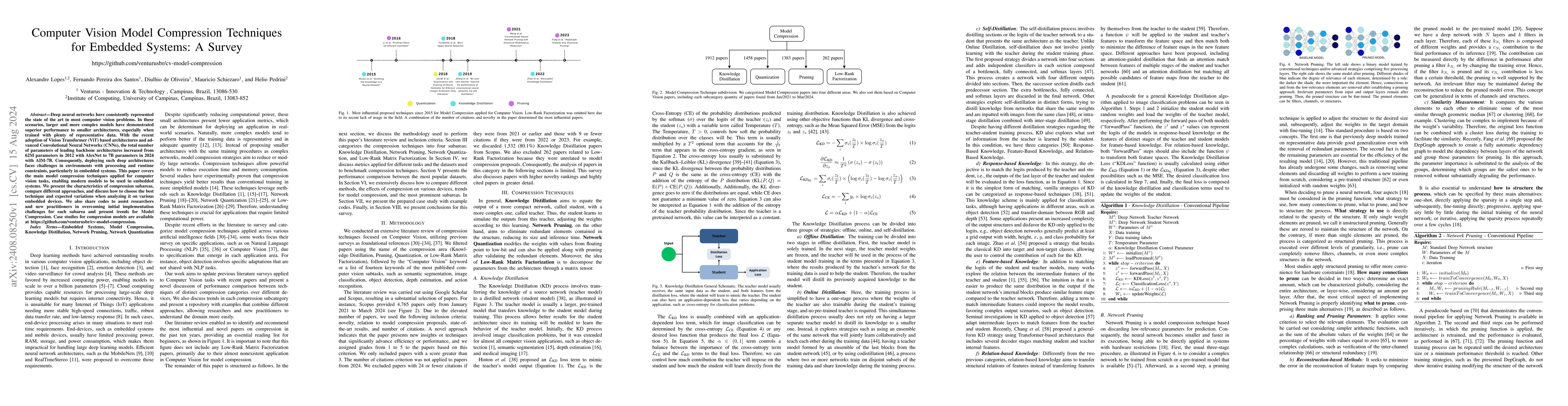 Thumbnail for Computer Vision Model Compression Techniques for Embedded Systems: A
  Survey