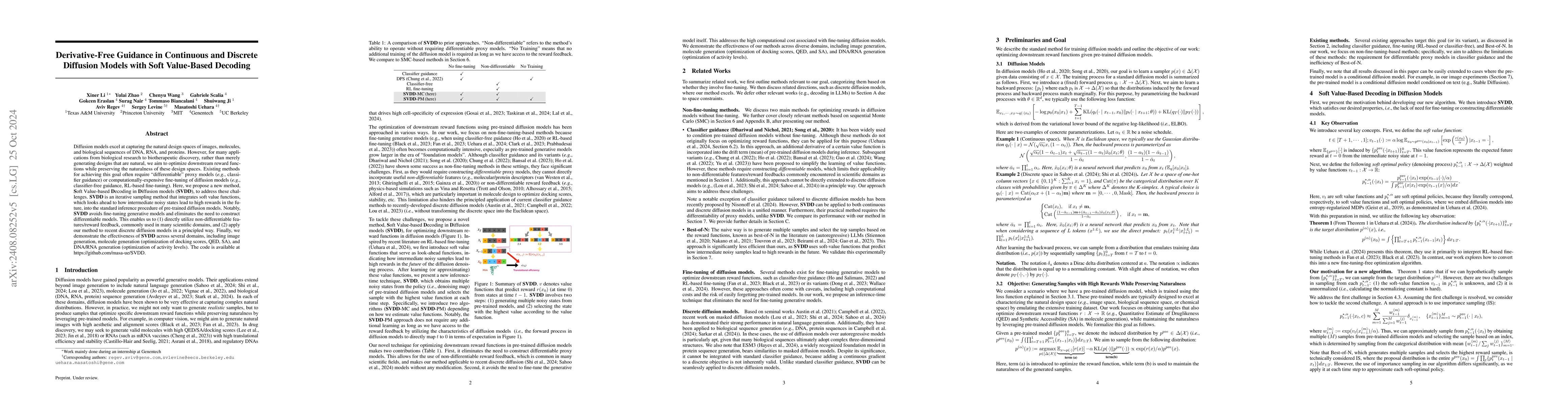 Thumbnail for Derivative-Free Guidance in Continuous and Discrete Diffusion Models
  with Soft Value-Based Decoding