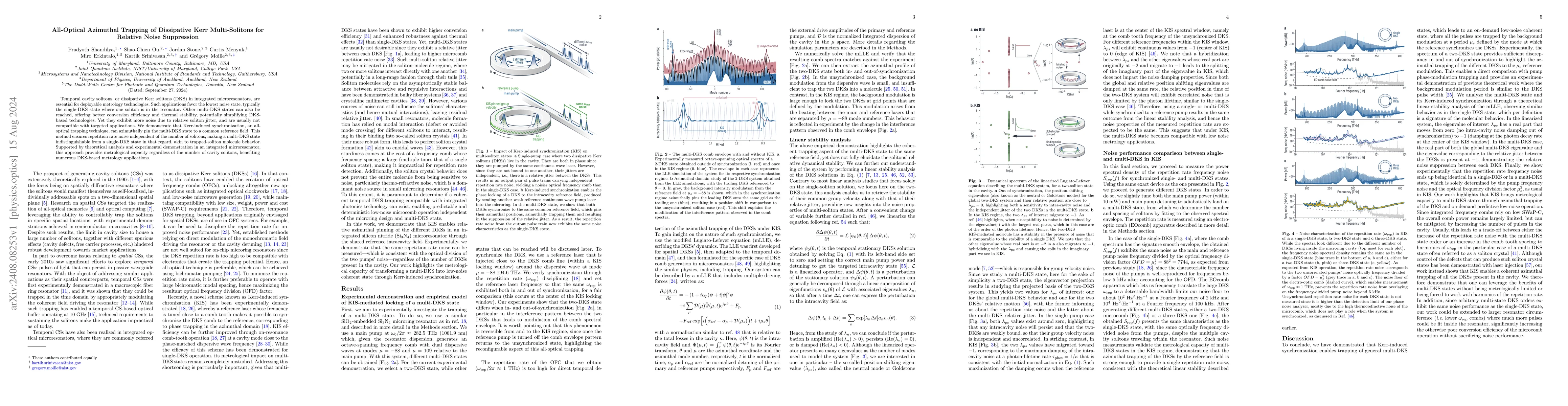 Thumbnail for All-Optical Azimuthal Trapping of Dissipative Kerr Multi-Solitons for
  Relative Noise Suppression