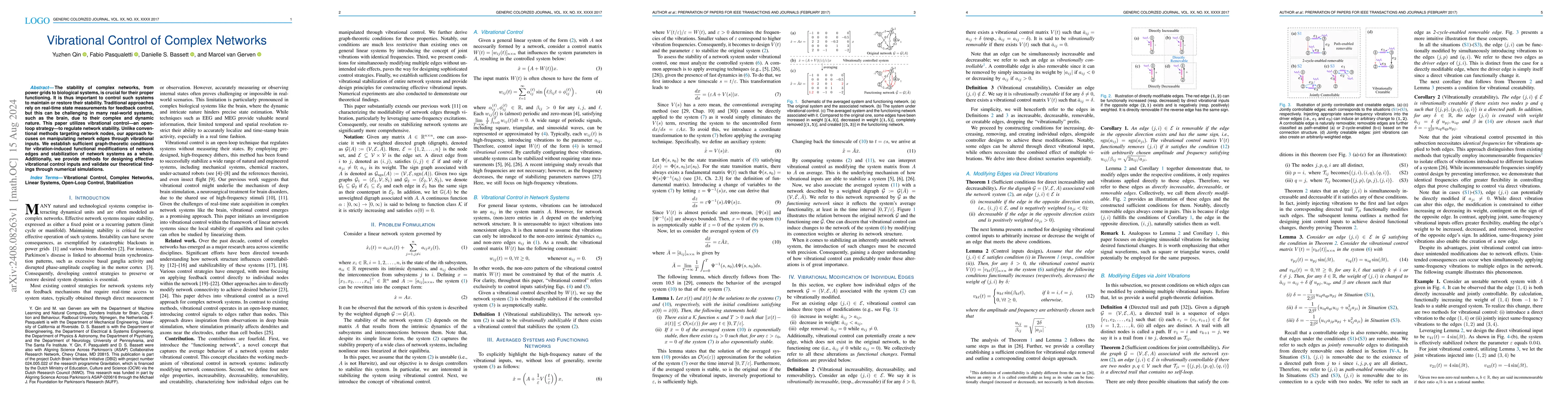 Thumbnail for Vibrational Control of Complex Networks
