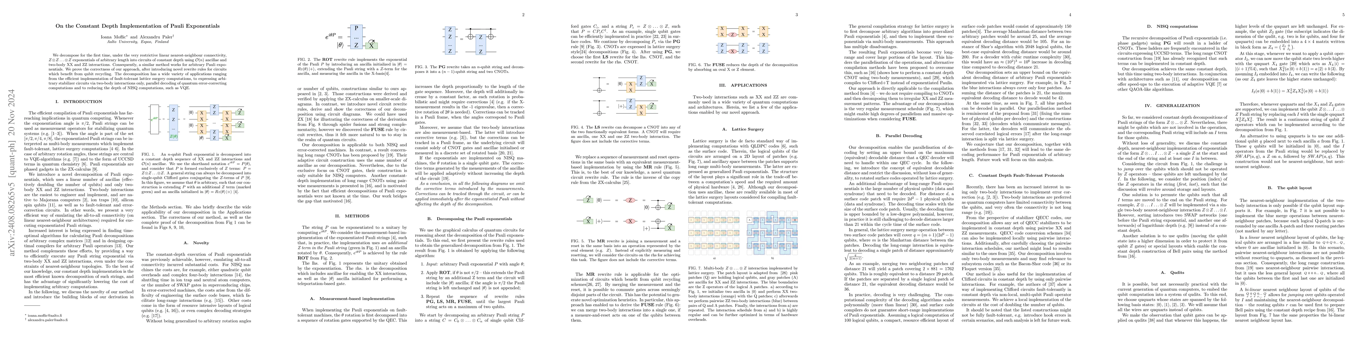 Thumbnail for On the Constant Depth Implementation of Pauli Exponentials