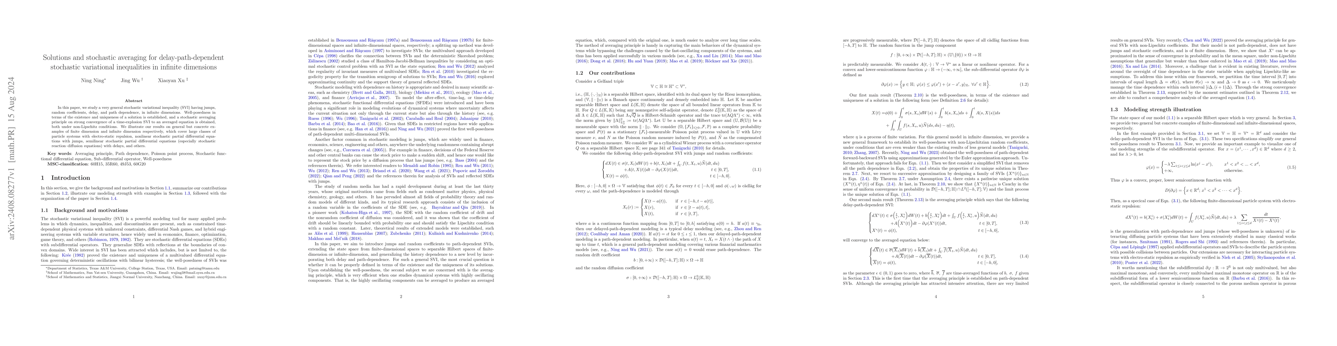 Thumbnail for Solutions and stochastic averaging for delay-path-dependent stochastic
  variational inequalities in infinite dimensions
