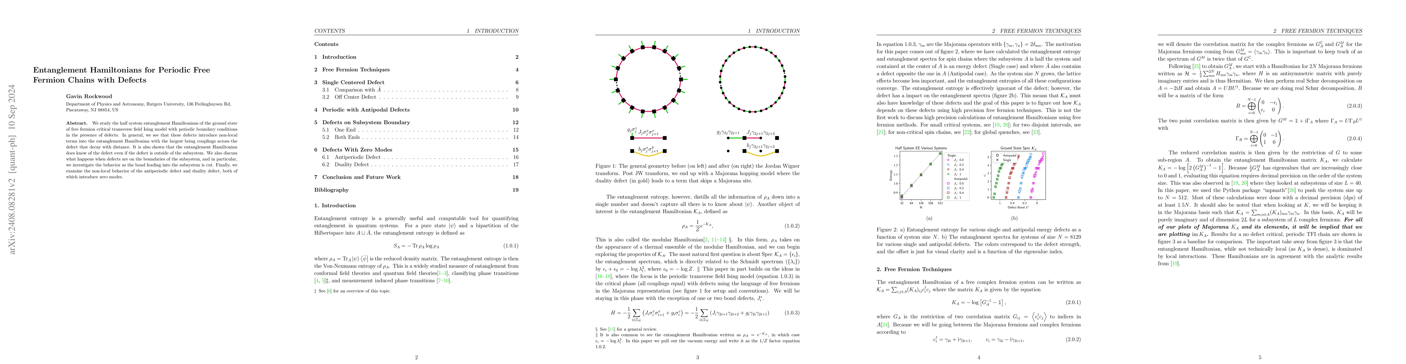 Thumbnail for Entanglement Hamiltonians for Periodic Free Fermion Chains with Defects