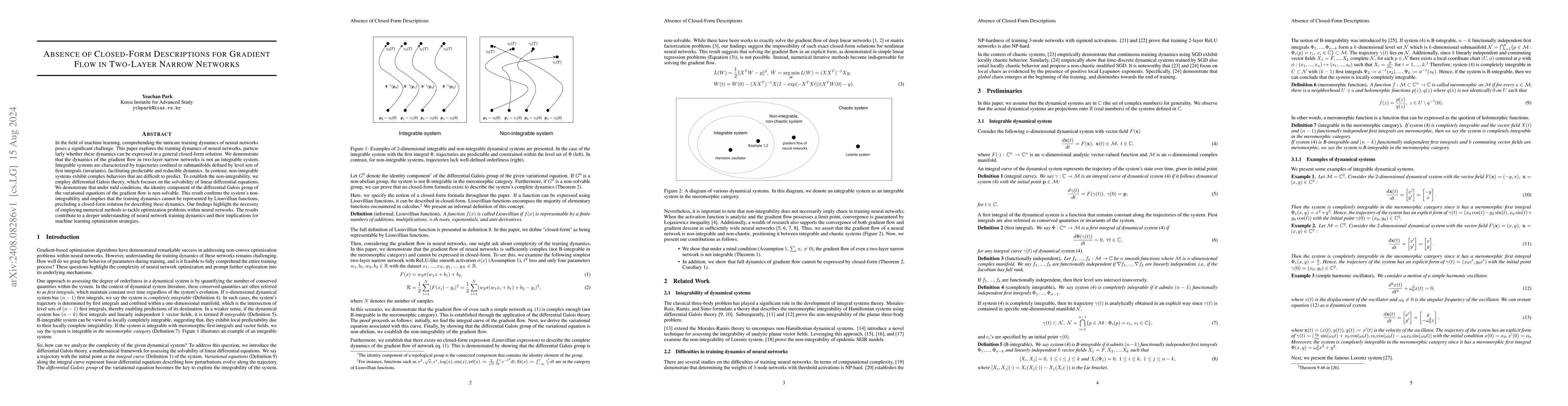 Thumbnail for Absence of Closed-Form Descriptions for Gradient Flow in Two-Layer
  Narrow Networks