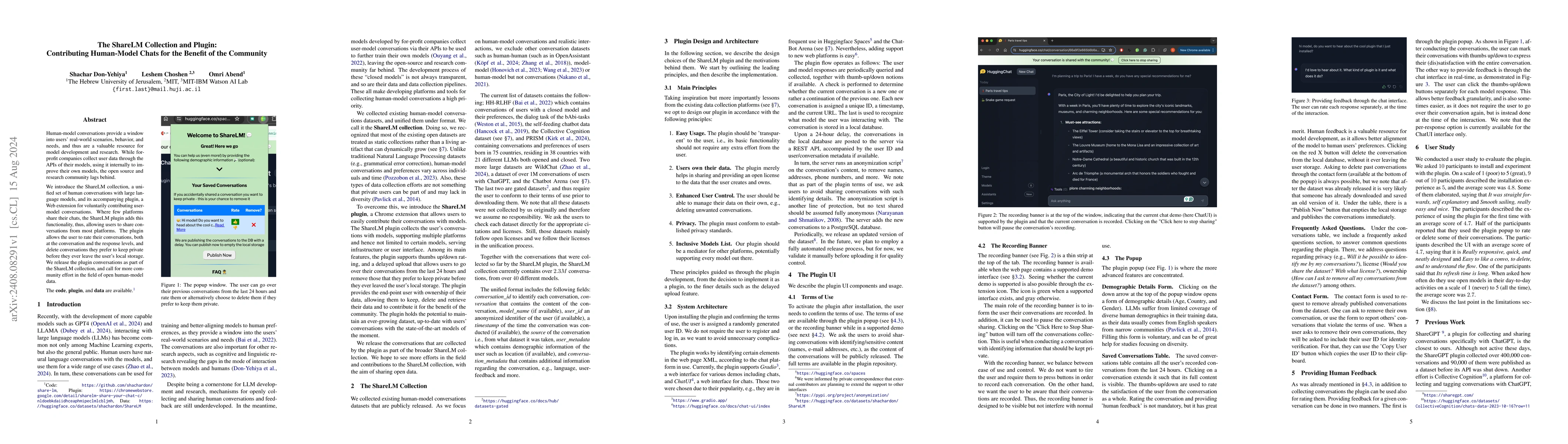 Thumbnail for The ShareLM Collection and Plugin: Contributing Human-Model Chats for
  the Benefit of the Community