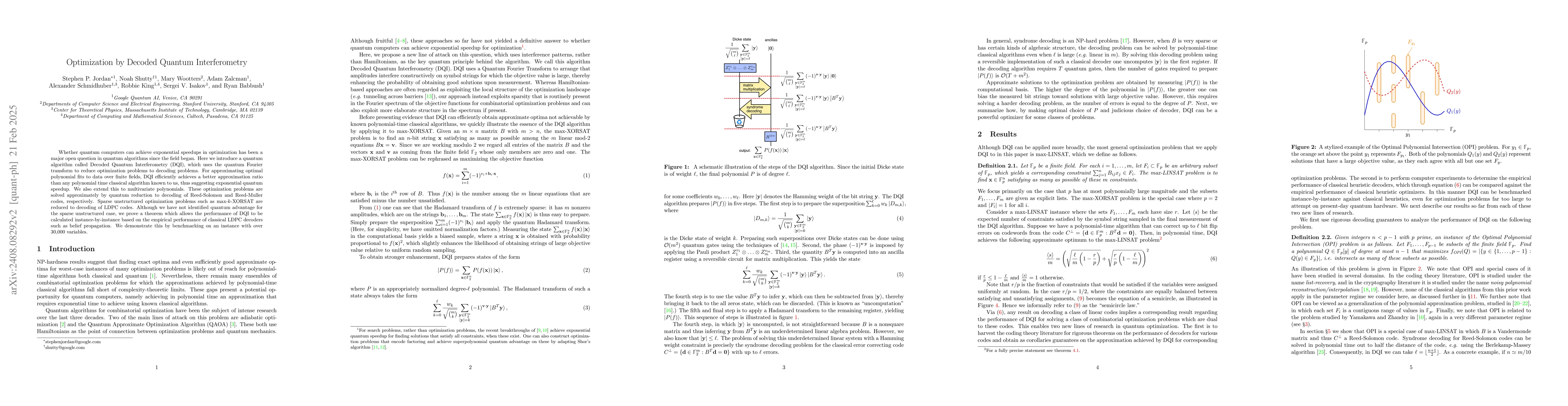 Thumbnail for Optimization by Decoded Quantum Interferometry