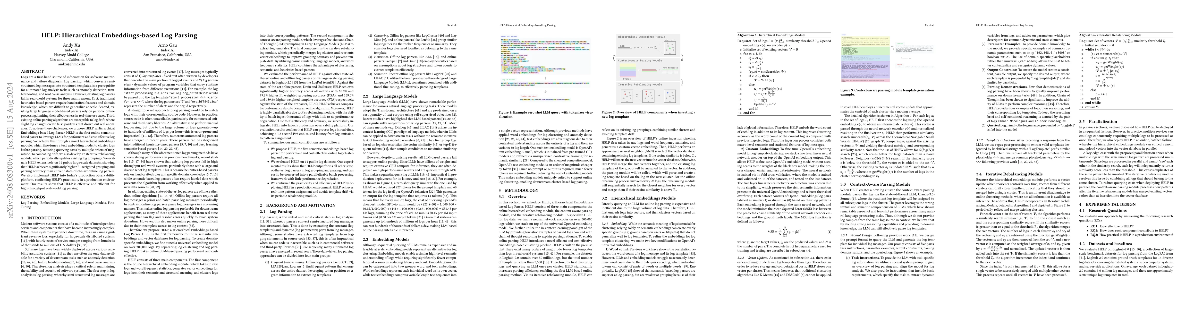 Thumbnail for HELP: Hierarchical Embeddings-based Log Parsing
