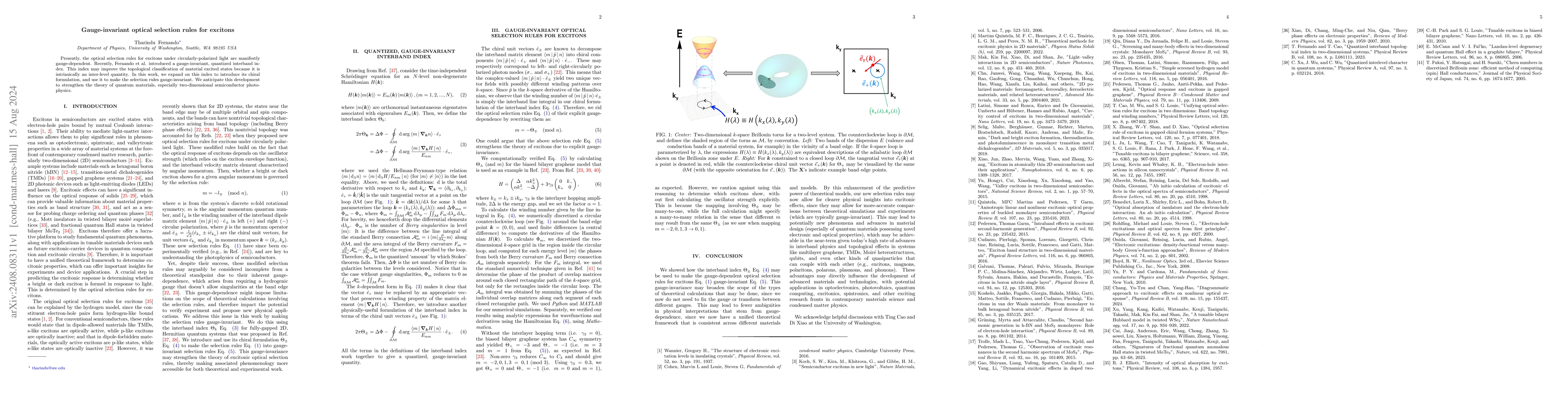 Thumbnail for Gauge-invariant optical selection rules for excitons