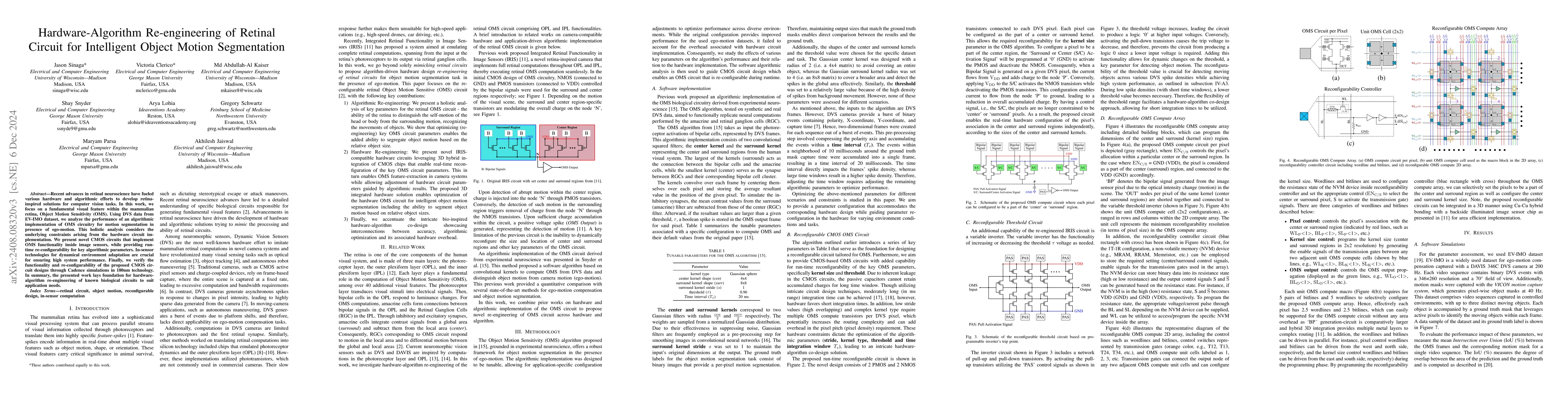 Thumbnail for Hardware-Algorithm Re-engineering of Retinal Circuit for Intelligent
  Object Motion Segmentation