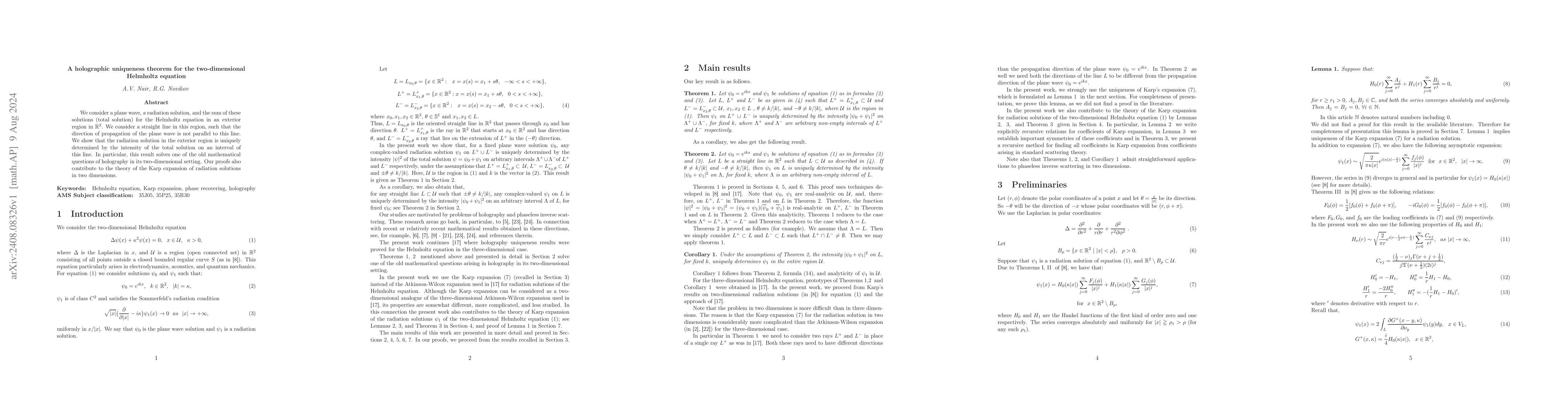 Thumbnail for A holographic uniqueness theorem for the two-dimensional Helmholtz
  equation