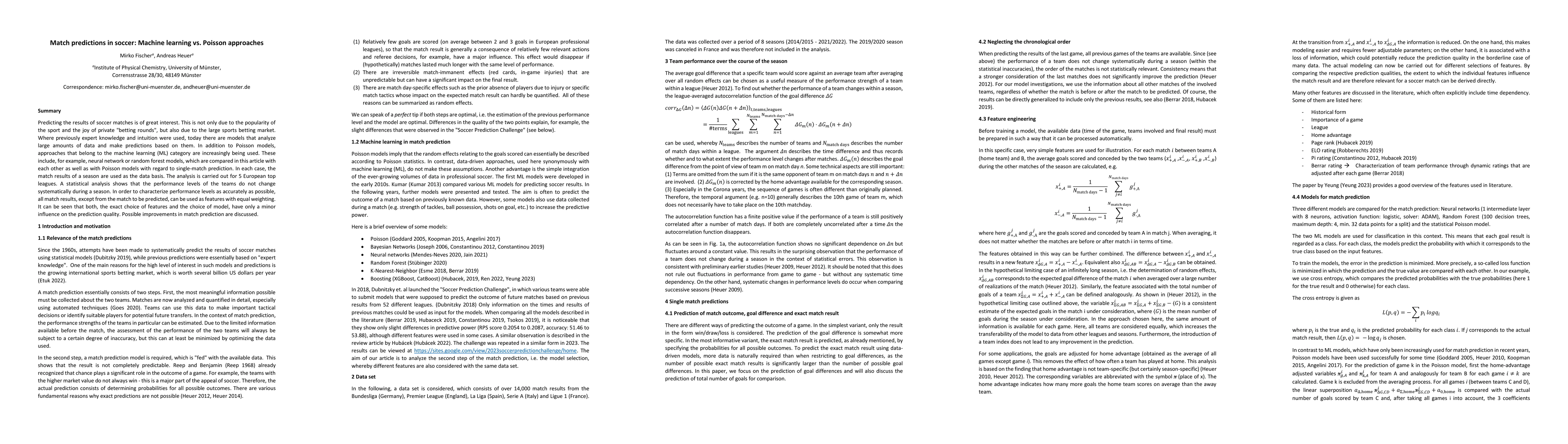 Thumbnail for Match predictions in soccer: Machine learning vs. Poisson approaches