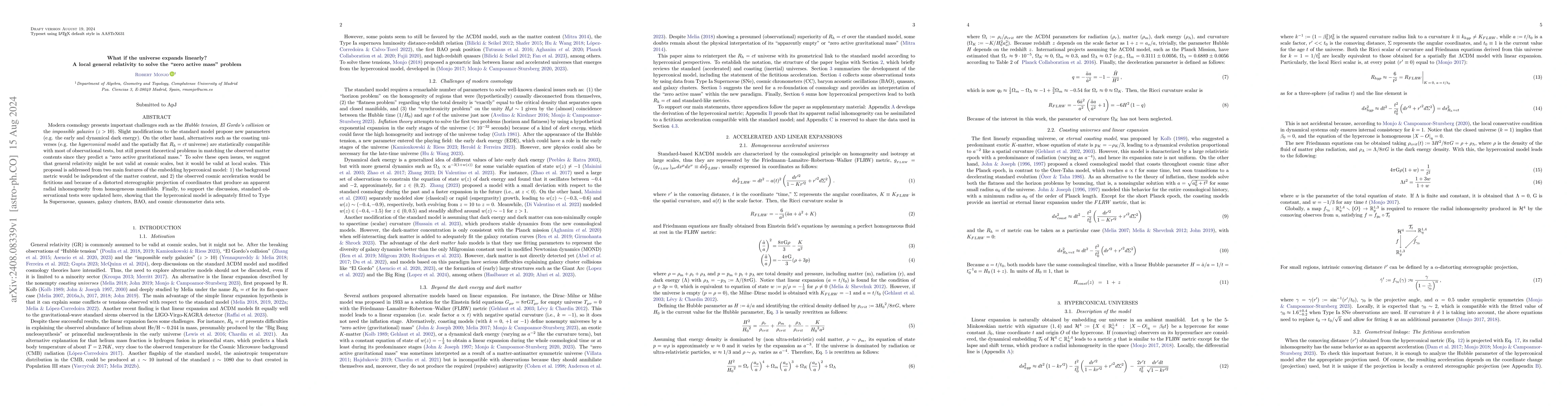 Thumbnail for What if the universe expands linearly? A local general relativity to
  solve the "zero active mass" problem