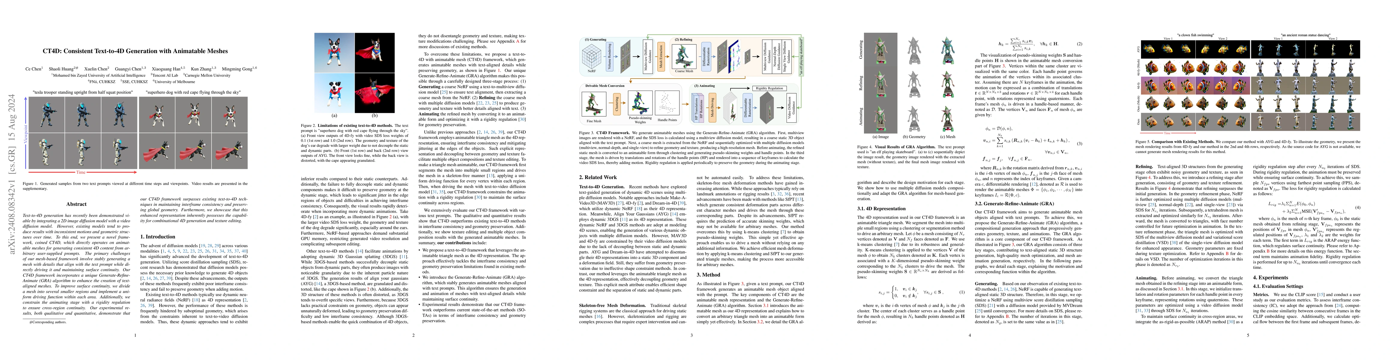 Thumbnail for CT4D: Consistent Text-to-4D Generation with Animatable Meshes