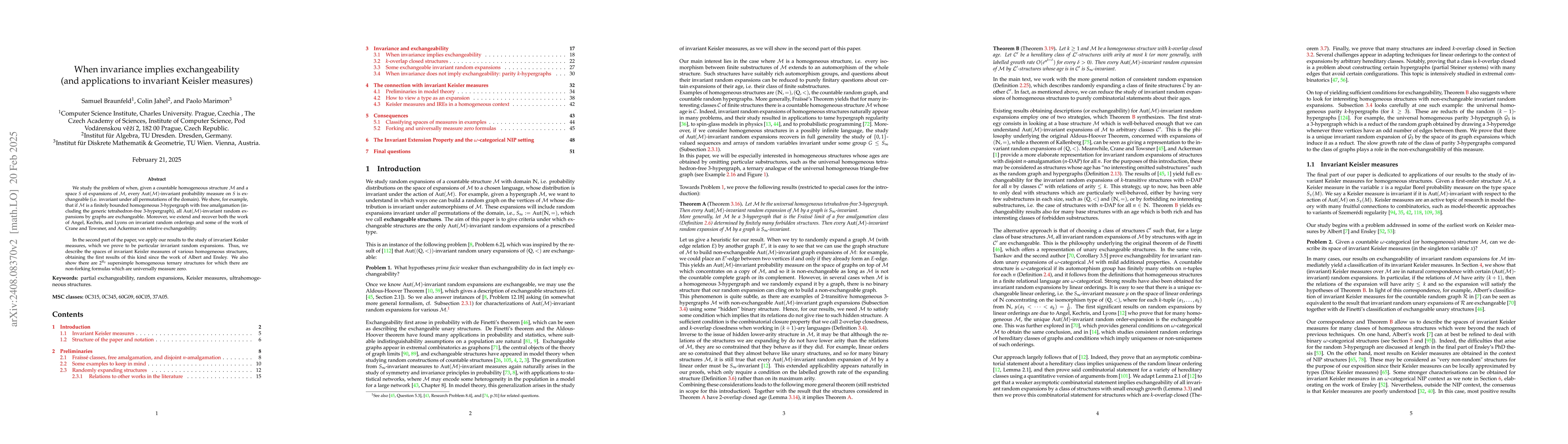 Thumbnail for When invariance implies exchangeability (and applications to invariant
  Keisler measures)