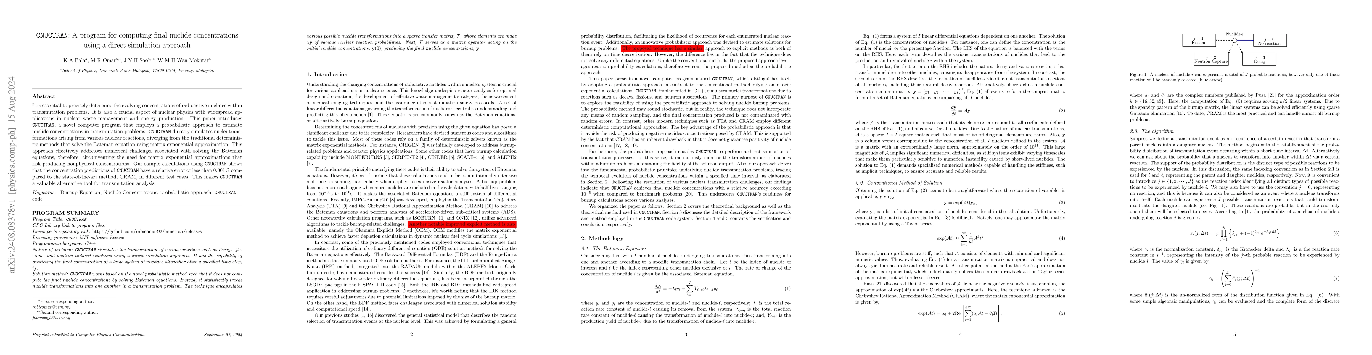 Thumbnail for CNUCTRAN: A program for computing final nuclide concentrations using a
  direct simulation approach