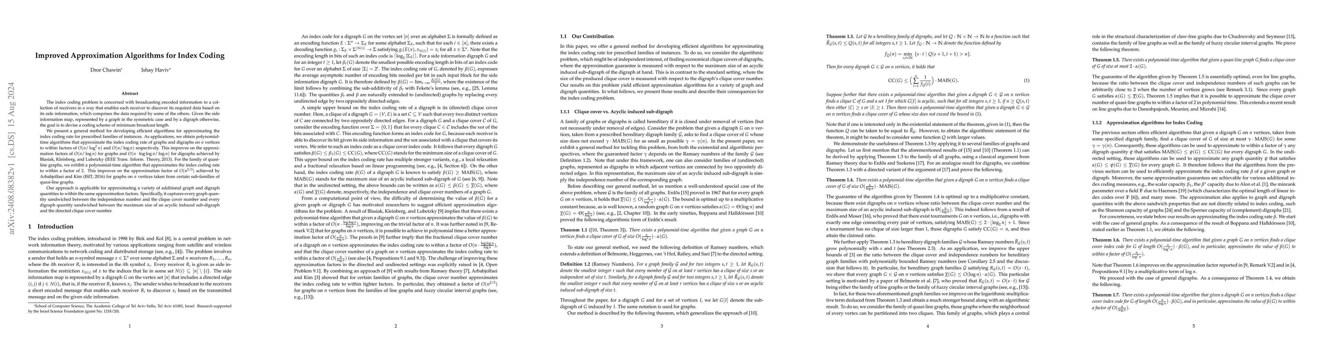 Thumbnail for Improved Approximation Algorithms for Index Coding