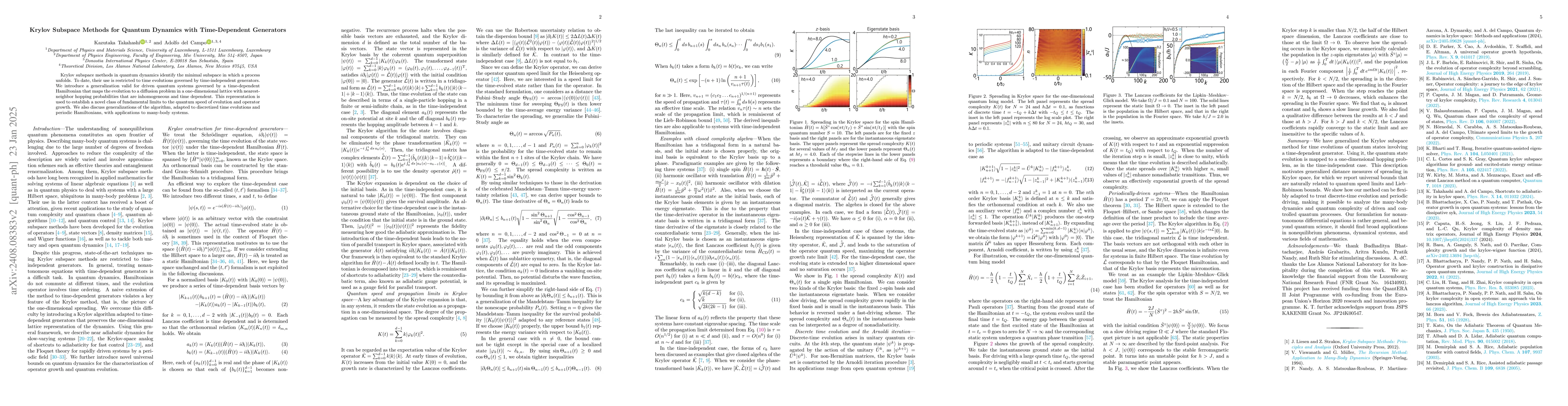 Thumbnail for Krylov Subspace Methods for Quantum Dynamics with Time-Dependent
  Generators