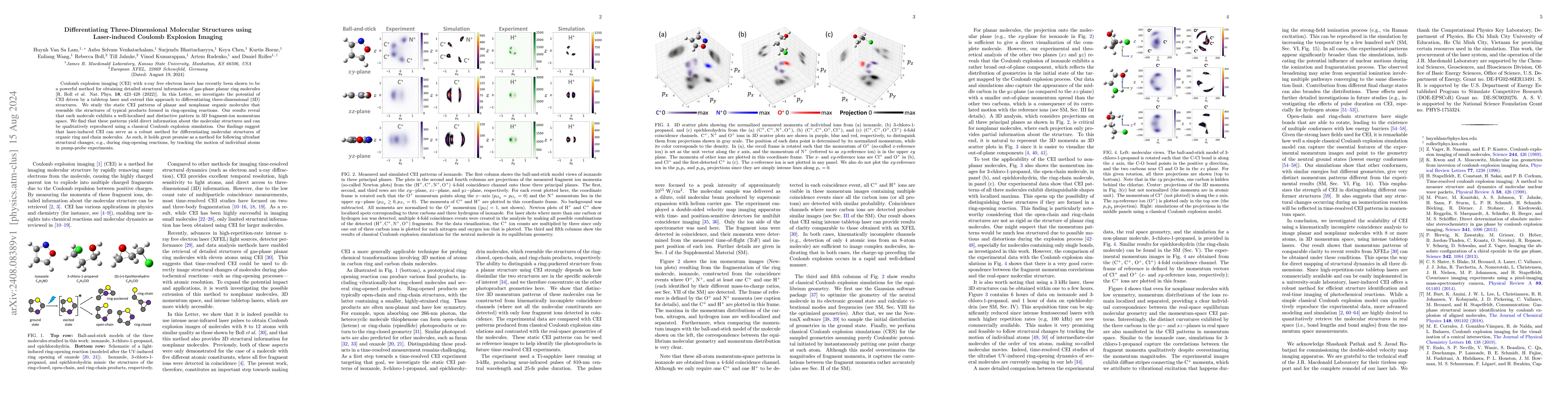 Thumbnail for Differentiating Three-Dimensional Molecular Structures using
  Laser-induced Coulomb Explosion Imaging