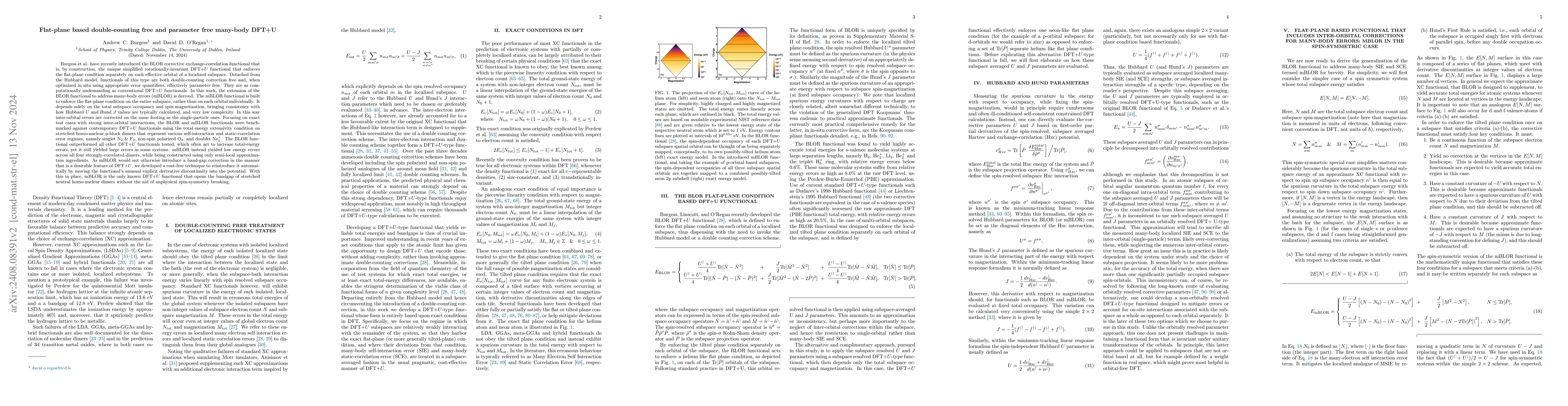 Thumbnail for Flat-plane based double-counting free and parameter free many-body DFT+U
