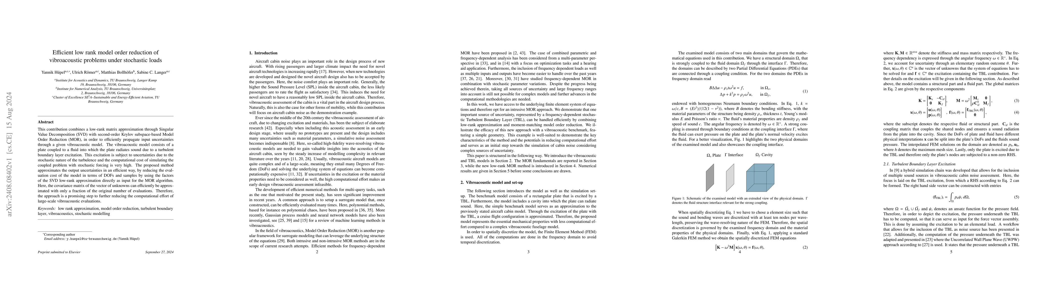 Thumbnail for Efficient low rank model order reduction of vibroacoustic problems under
  stochastic loads