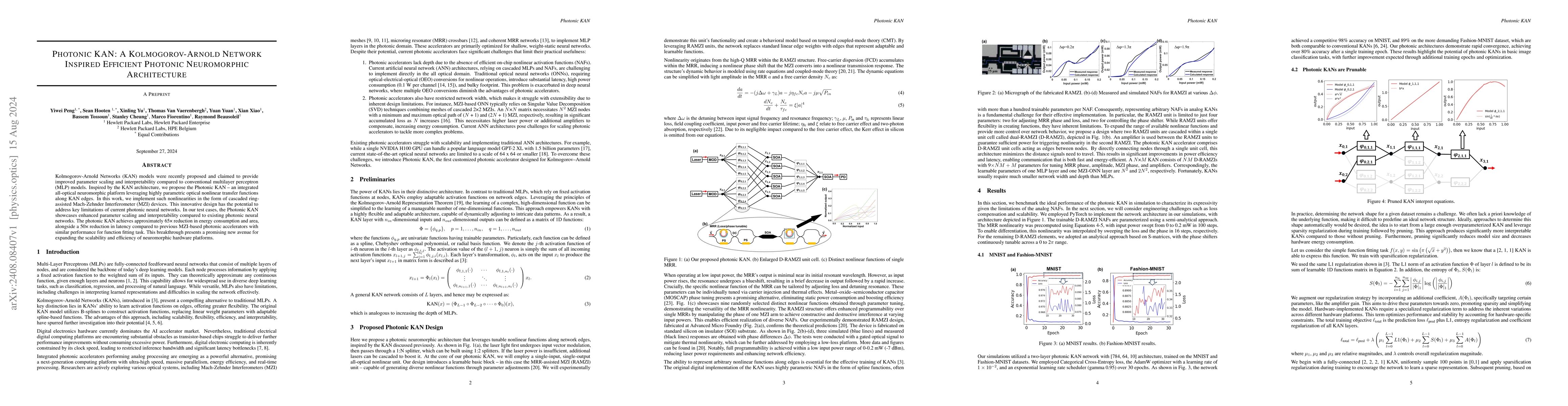 Thumbnail for Photonic KAN: a Kolmogorov-Arnold network inspired efficient photonic
  neuromorphic architecture