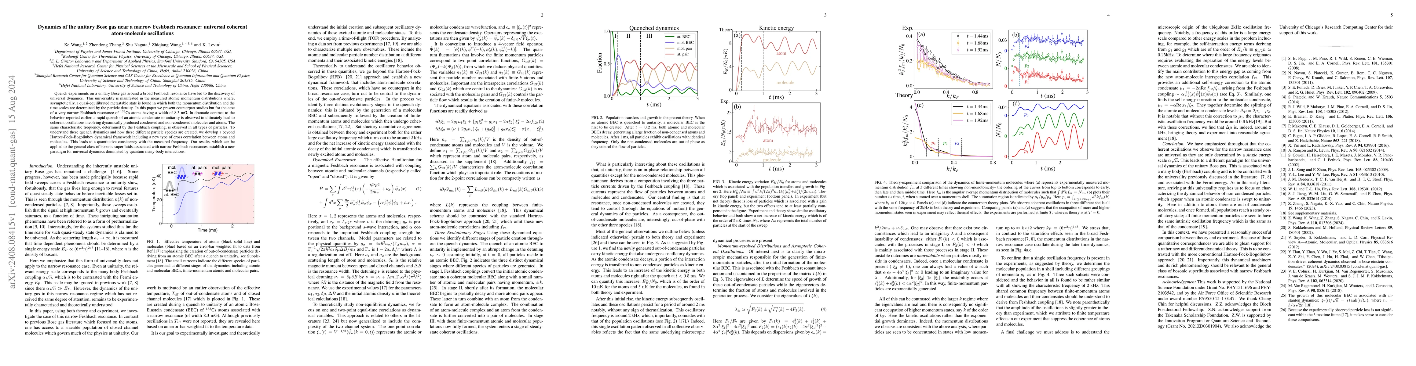 Thumbnail for Dynamics of the unitary Bose gas near a narrow Feshbach resonance:
  universal coherent atom-molecule oscillations