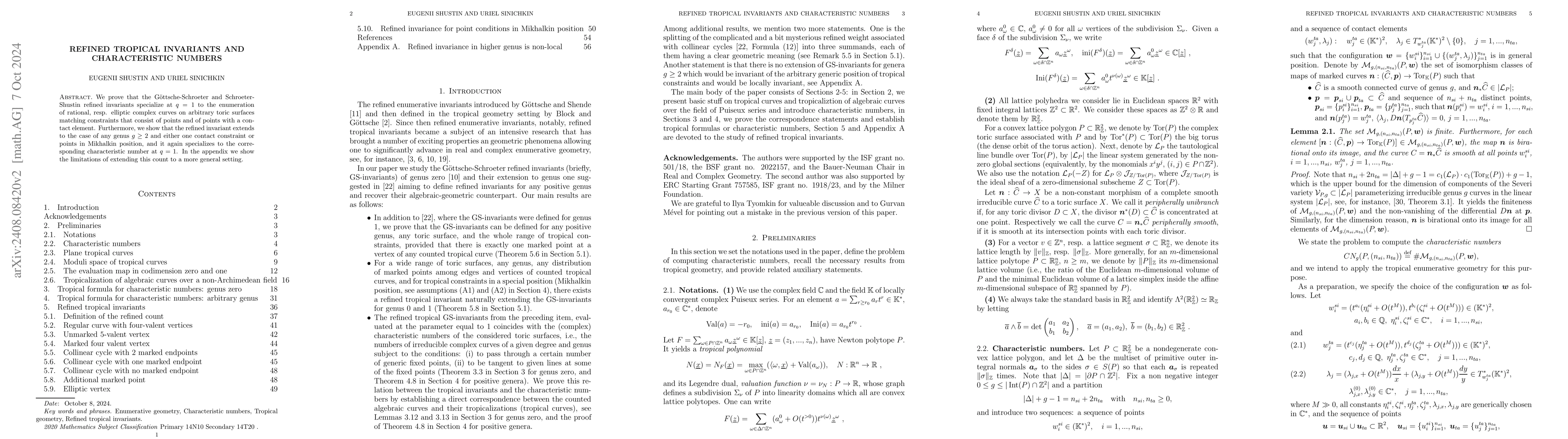 Thumbnail for Refined tropical invariants and characteristic numbers