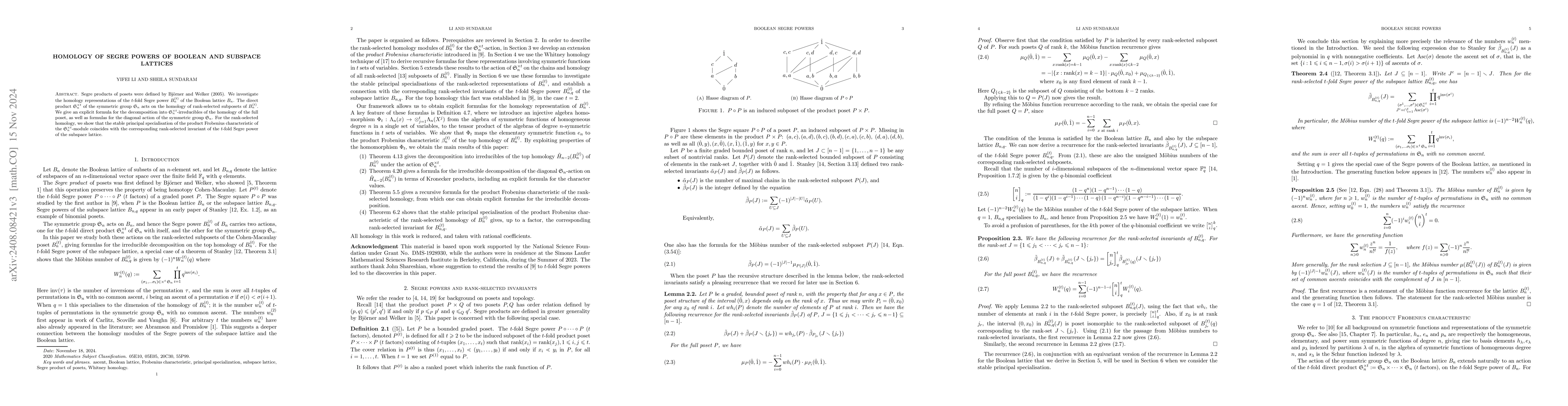 Thumbnail for Homology of Segre powers of Boolean and subspace lattices