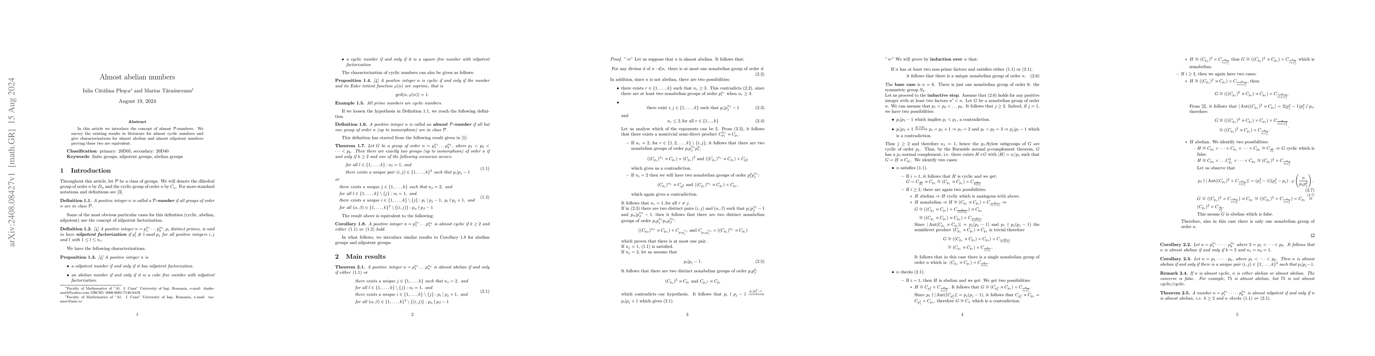 Thumbnail for Almost abelian numbers