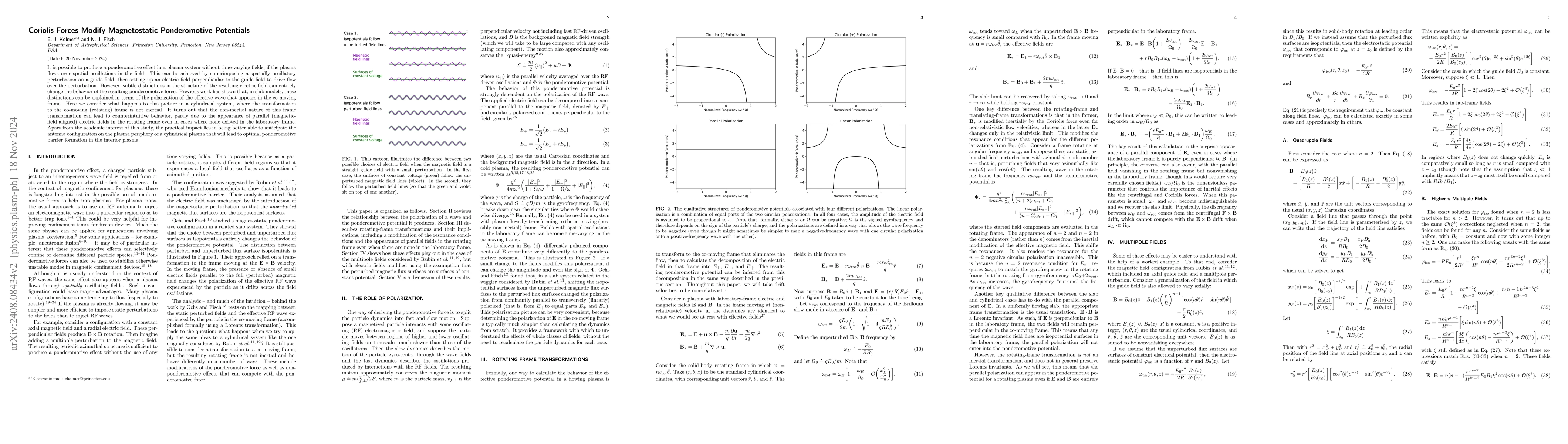 Thumbnail for Coriolis Forces Modify Magnetostatic Ponderomotive Potentials