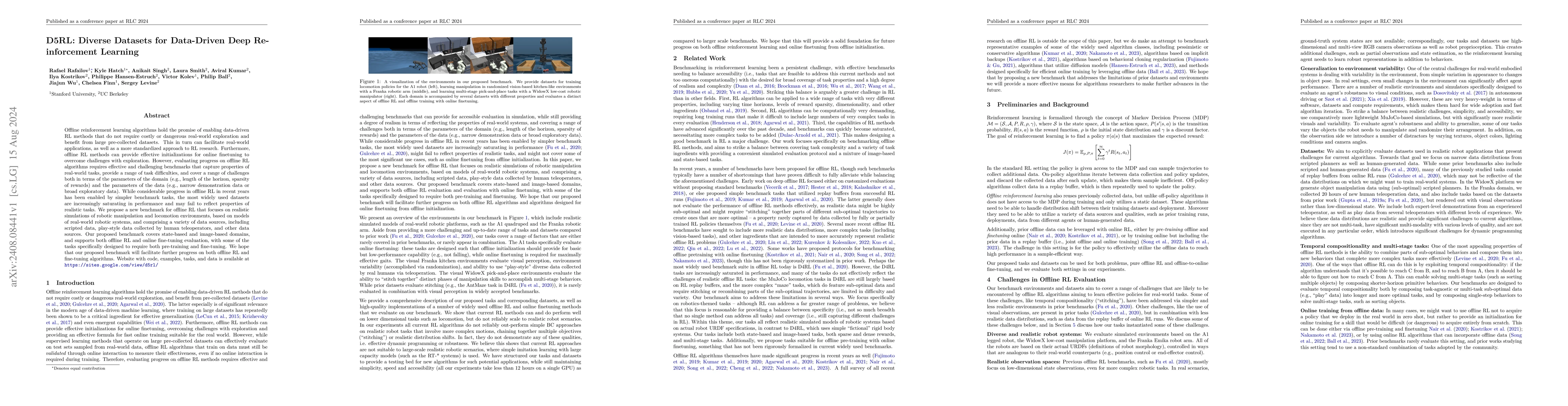 Thumbnail for D5RL: Diverse Datasets for Data-Driven Deep Reinforcement Learning
