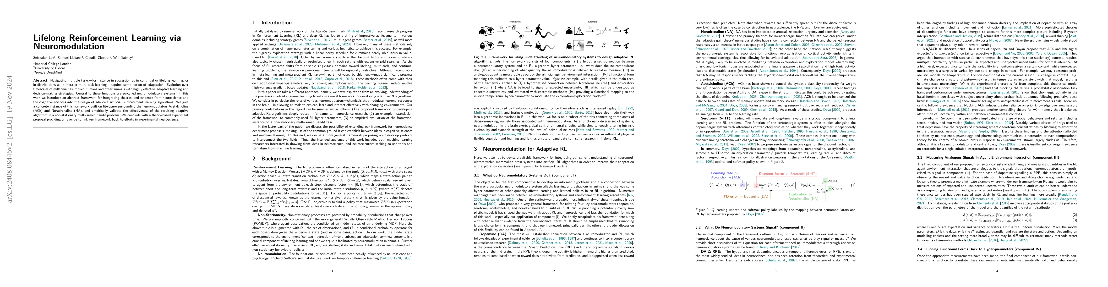 Thumbnail for Lifelong Reinforcement Learning via Neuromodulation