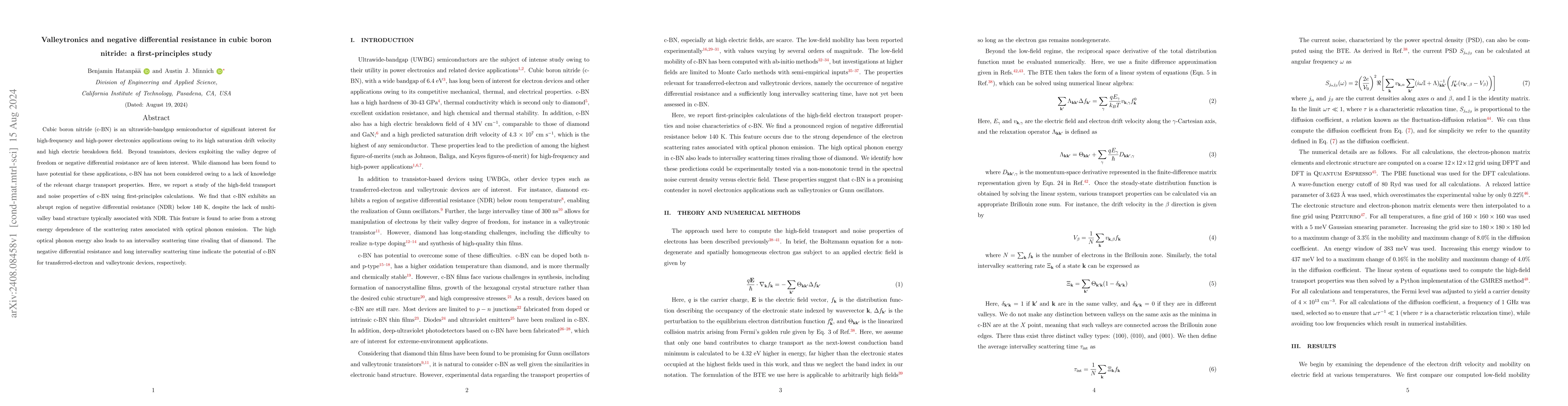 Thumbnail for Valleytronics and negative differential resistance in cubic boron
  nitride: a first-principles study