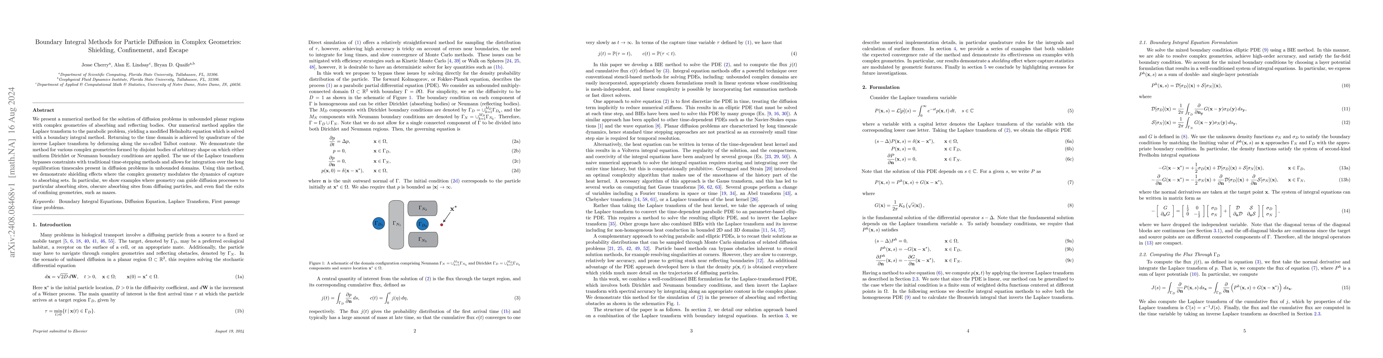 Thumbnail for Boundary Integral Methods for Particle Diffusion in Complex Geometries:
  Shielding, Confinement, and Escape
