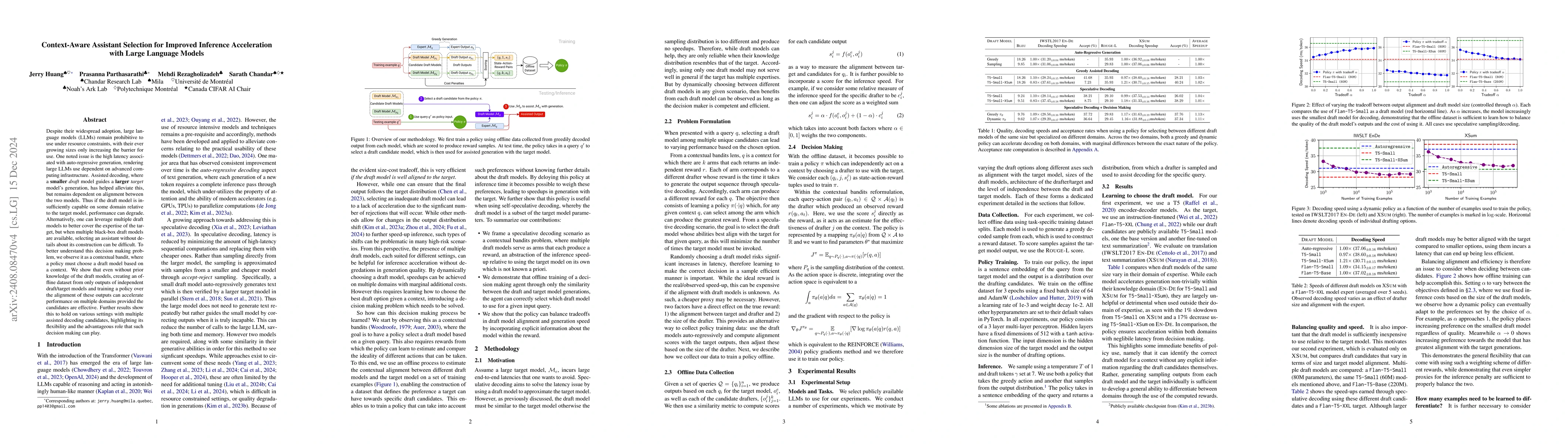 Thumbnail for Context-Aware Assistant Selection for Improved Inference Acceleration
  with Large Language Models
