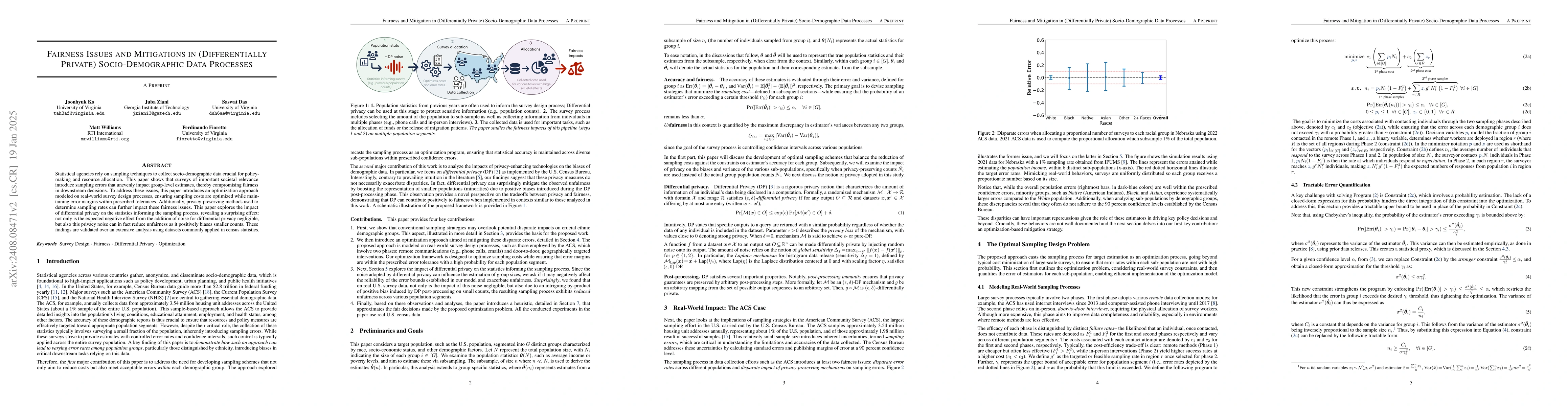 Thumbnail for Fairness Issues and Mitigations in (Differentially Private)
  Socio-demographic Data Processes