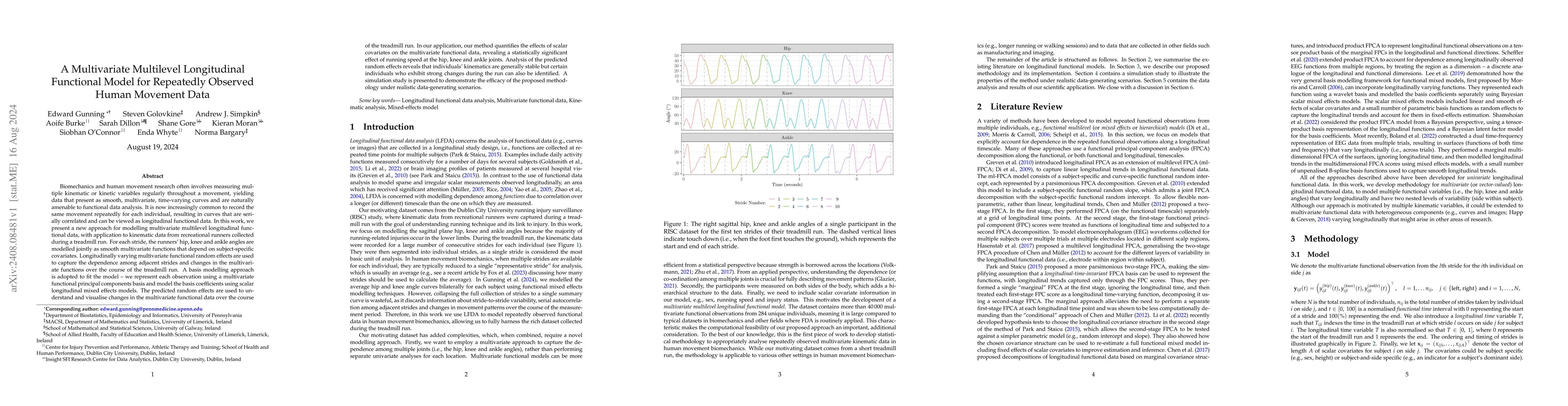 Thumbnail for A Multivariate Multilevel Longitudinal Functional Model for Repeatedly
  Observed Human Movement Data