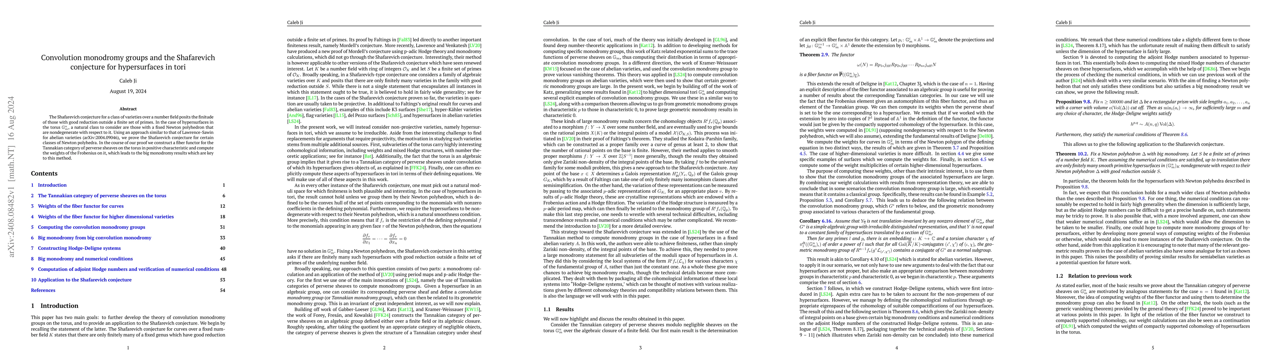 Thumbnail for Convolution monodromy groups and the Shafarevich conjecture for
  hypersurfaces in tori