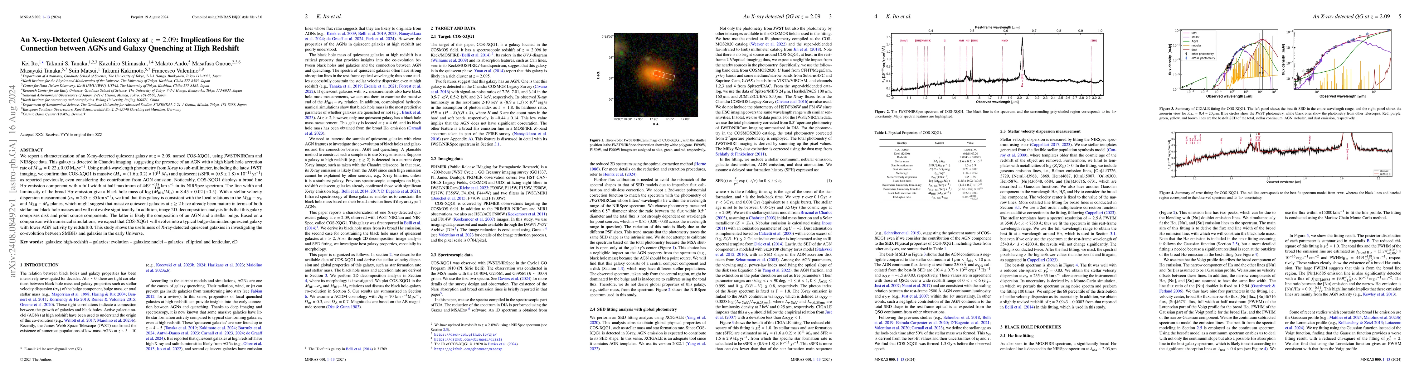 Thumbnail for An X-ray-Detected Quiescent Galaxy at $z=2.09$: Implications for the
  Connection between AGNs and Galaxy Quenching at High Redshift