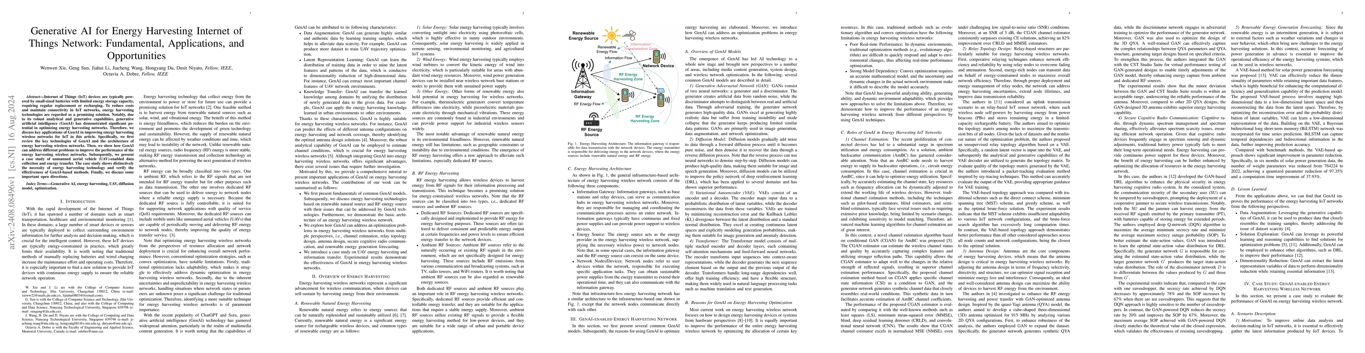 Thumbnail for Generative AI for Energy Harvesting Internet of Things Network:
  Fundamental, Applications, and Opportunities