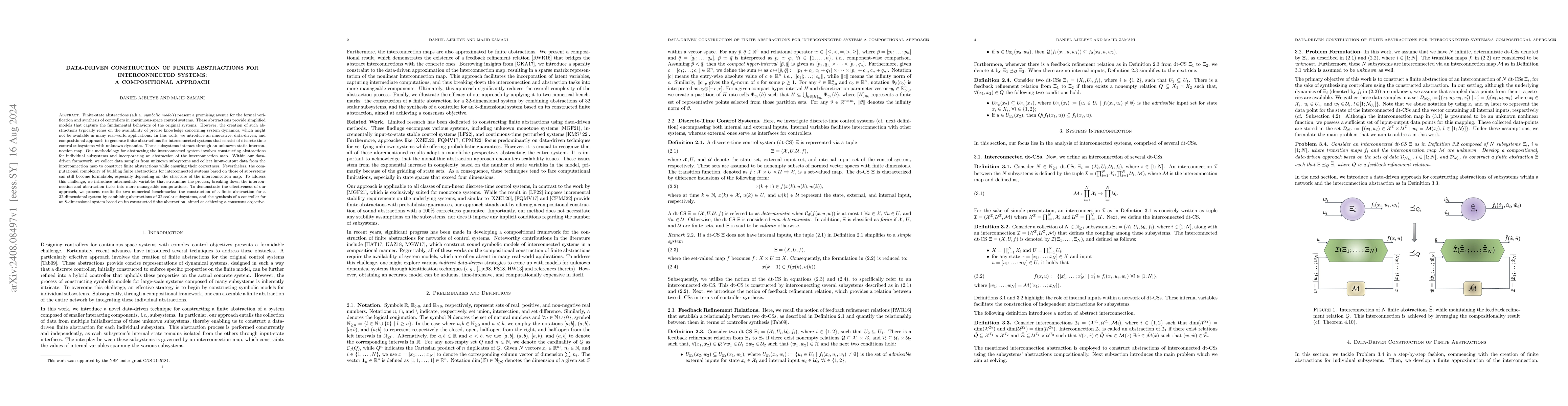 Thumbnail for Data-driven Construction of Finite Abstractions for Interconnected
  Systems: A Compositional Approach