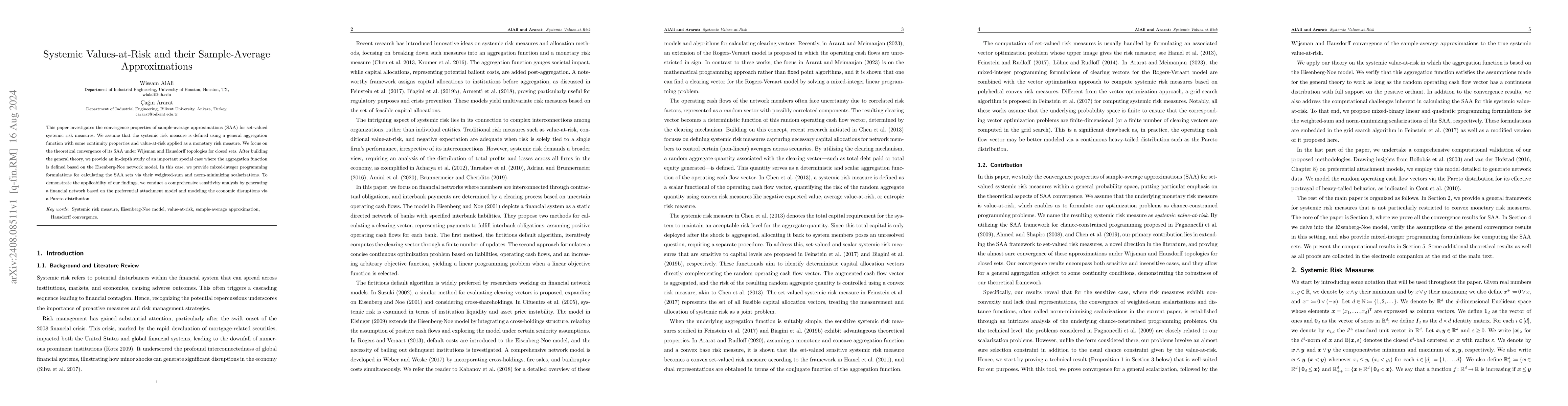 Thumbnail for Systemic values-at-risk and their sample-average approximations