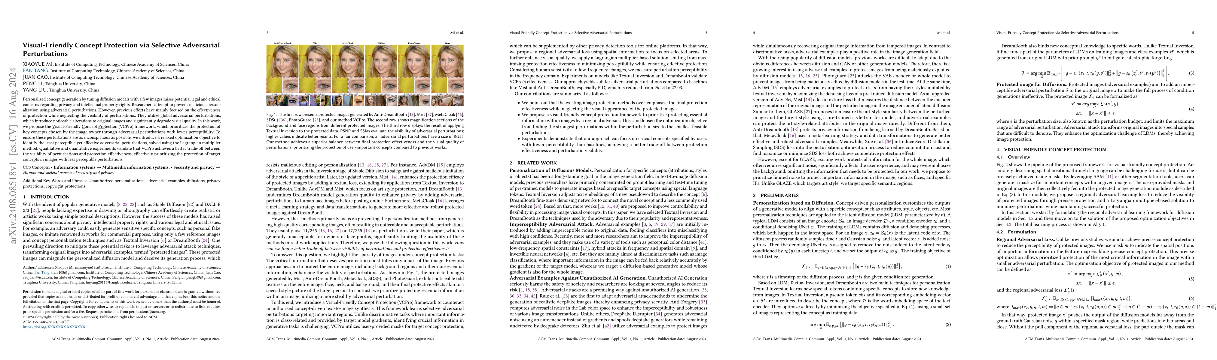 Thumbnail for Visual-Friendly Concept Protection via Selective Adversarial
  Perturbations