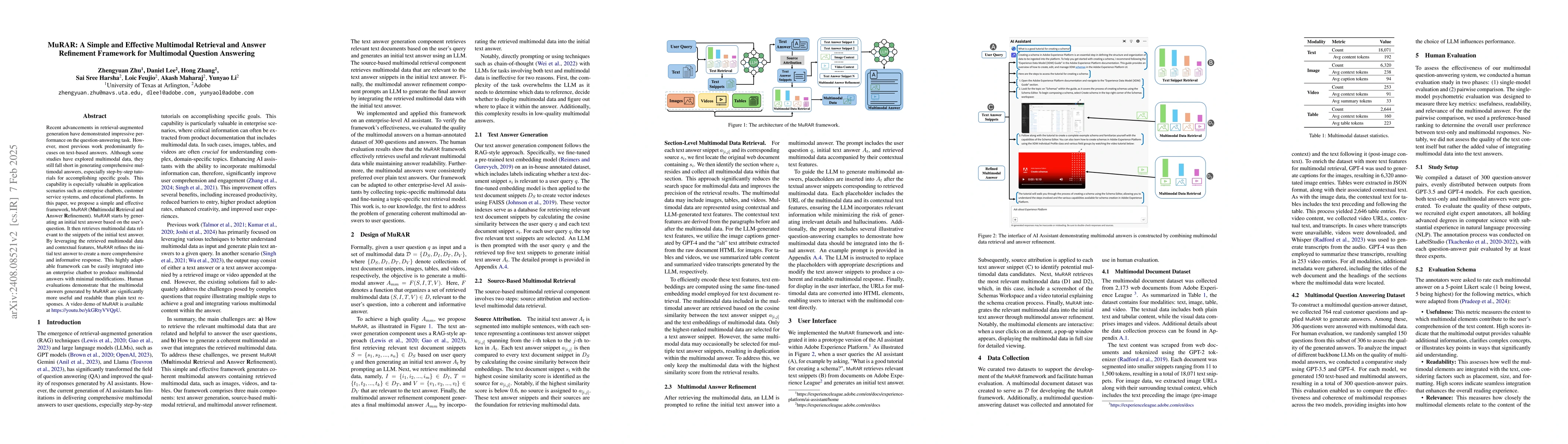 Thumbnail for MuRAR: A Simple and Effective Multimodal Retrieval and Answer Refinement
  Framework for Multimodal Question Answering