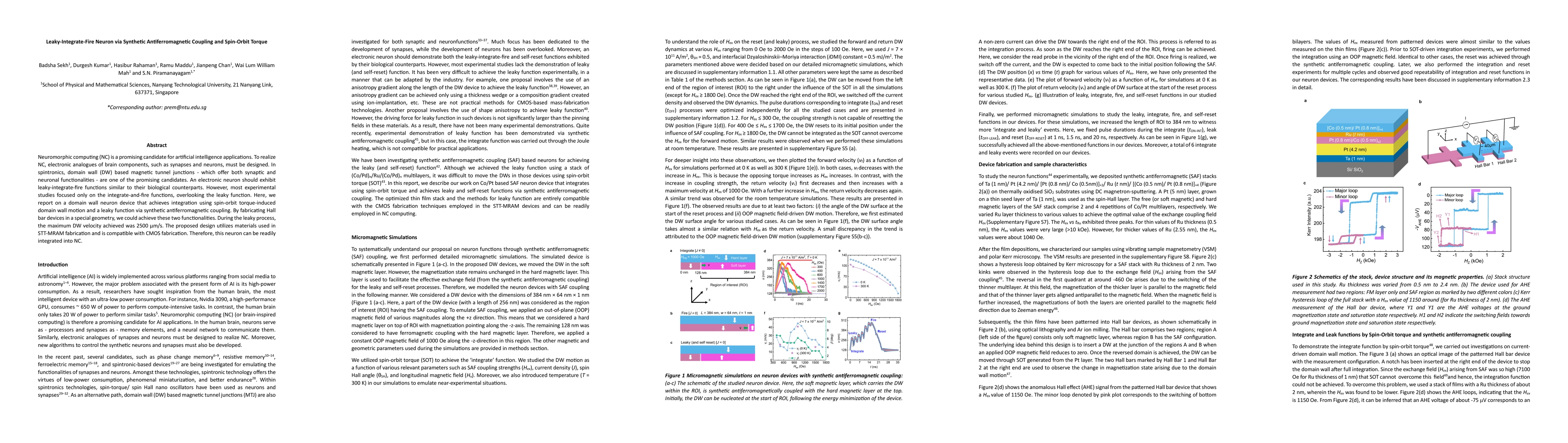 Thumbnail for Leaky-Integrate-Fire Neuron via Synthetic Antiferromagnetic Coupling and
  Spin-Orbit Torque