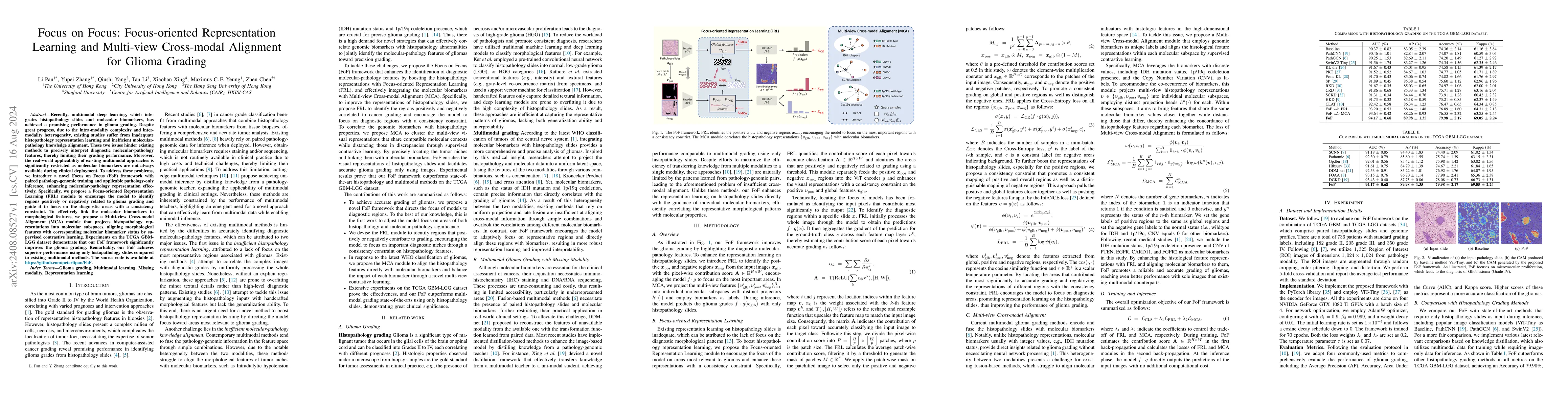 Thumbnail for Focus on Focus: Focus-oriented Representation Learning and Multi-view
  Cross-modal Alignment for Glioma Grading
