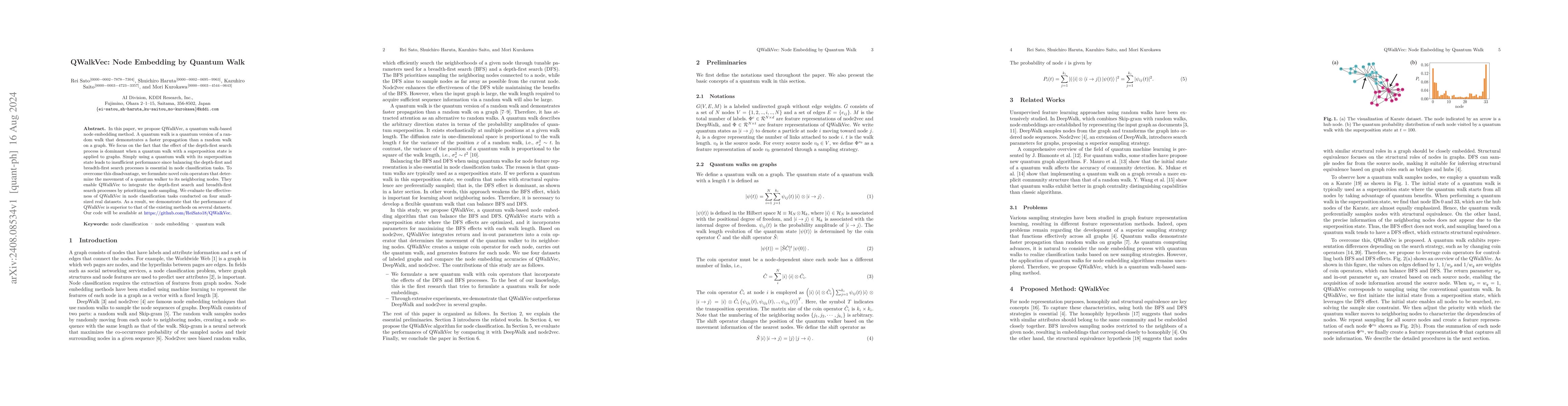 Thumbnail for QWalkVec: Node Embedding by Quantum Walk