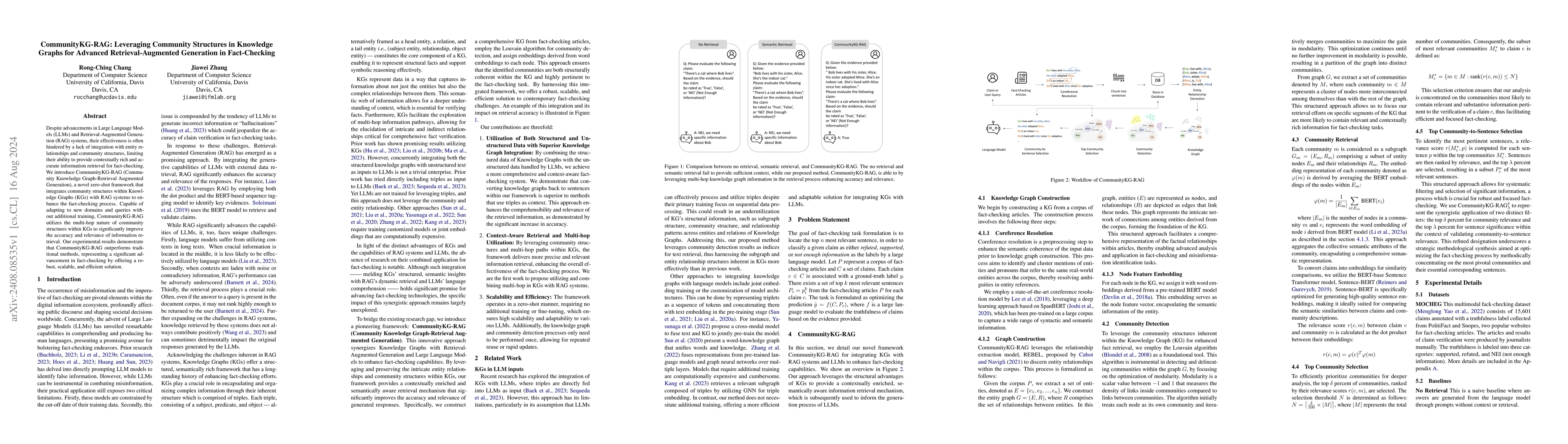 Thumbnail for CommunityKG-RAG: Leveraging Community Structures in Knowledge Graphs for
  Advanced Retrieval-Augmented Generation in Fact-Checking