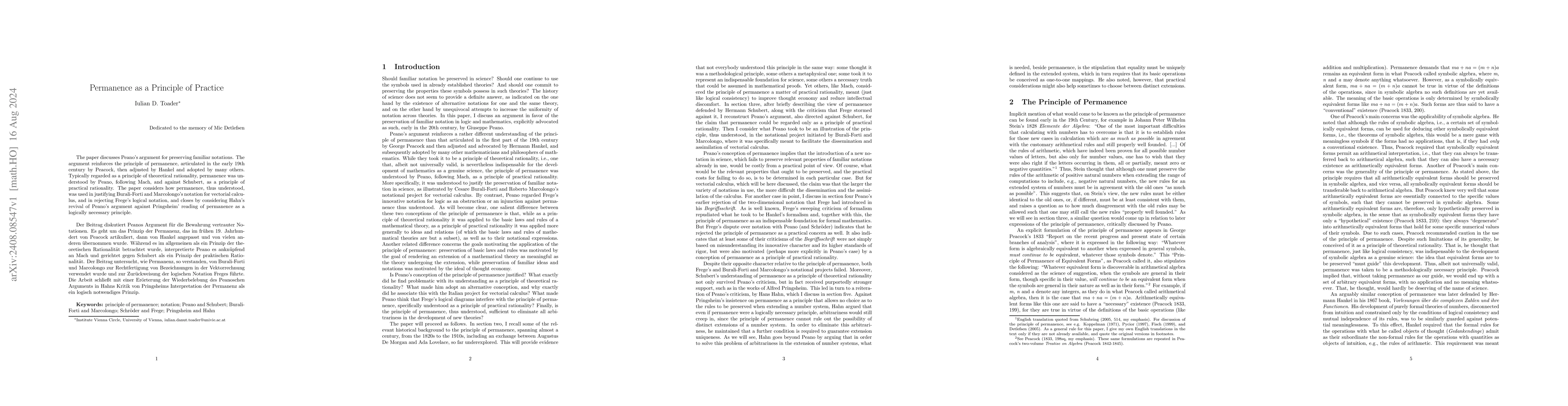 Thumbnail for Permanence as a Principle of Practice