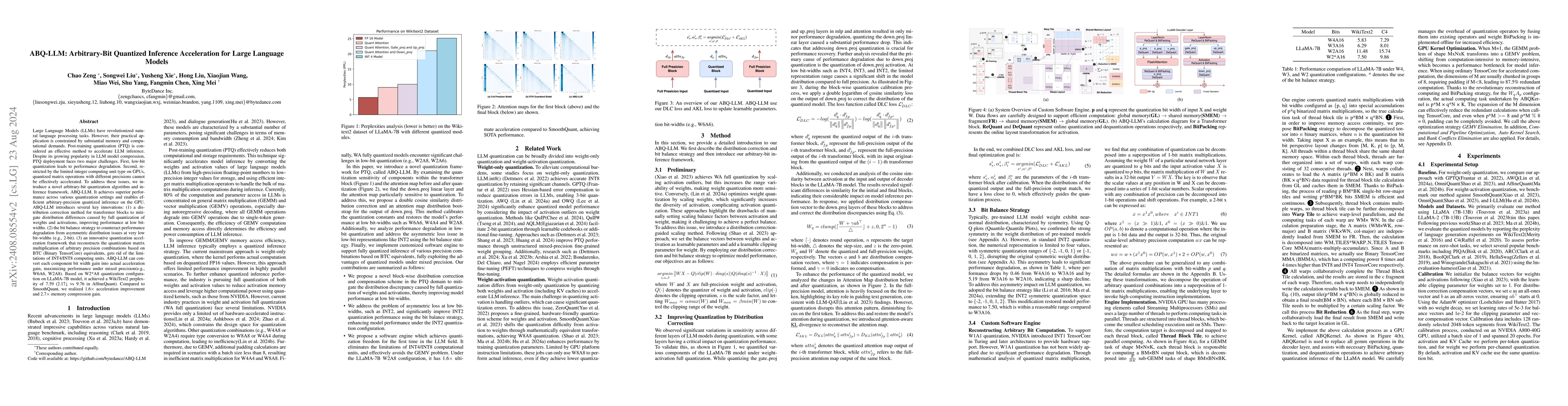 Thumbnail for ABQ-LLM: Arbitrary-Bit Quantized Inference Acceleration for Large
  Language Models